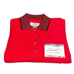 Tri-Mountain Christmas Polo Shirt Men's Medium Red Saint Nicholas Santa Vintage